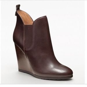 ❄️ Coach Farah Brown Leather Wedge Booties